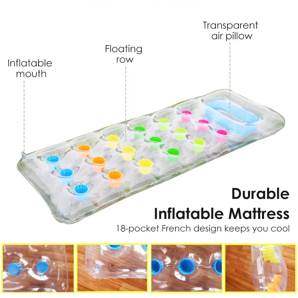 Lettino Gonfiabile di Lusso con Accenti Colorati - Perfetto per il Relax sull'Acqua