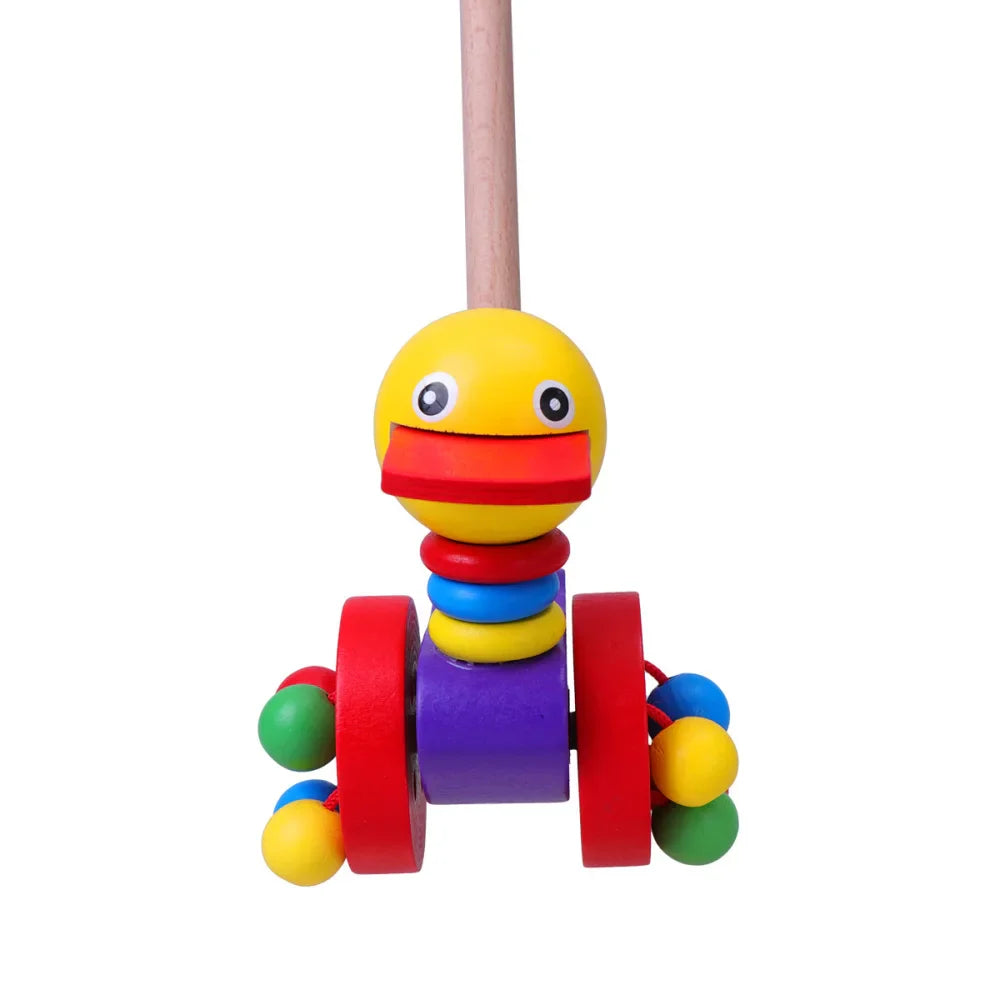 Carrello Dino Pusher per Bambini - Giocattolo Educativo in Legno per Piccoli