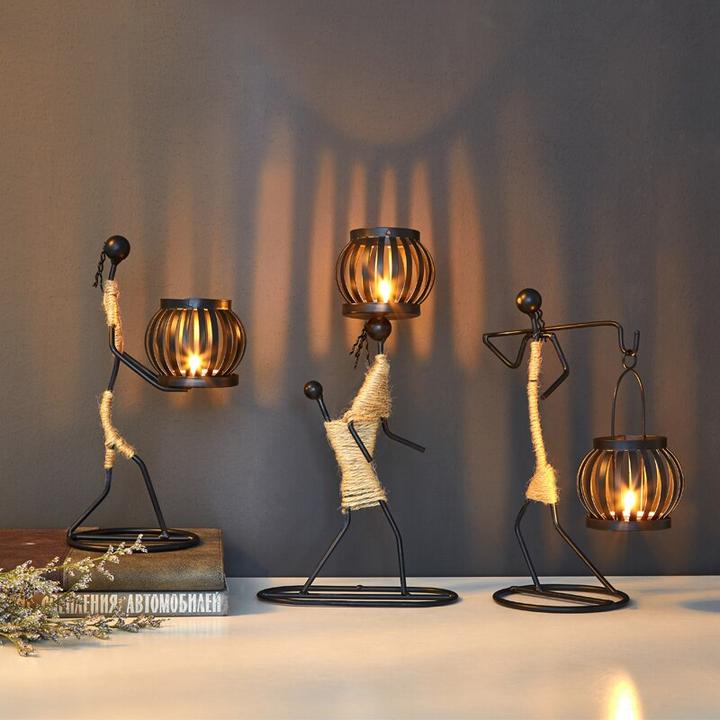 Figure di Lanterne Rustiche Porta Candele - Illuminazione Elegante e Atmosferica