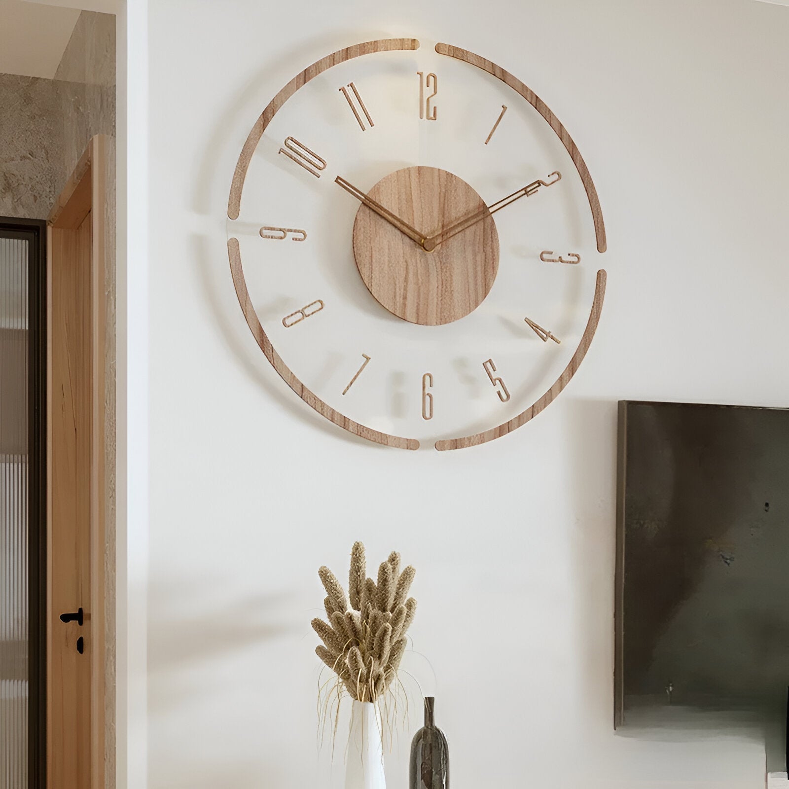 Orologio da Parete ClearWood Silent – Design Moderno in Legno e Acrilico