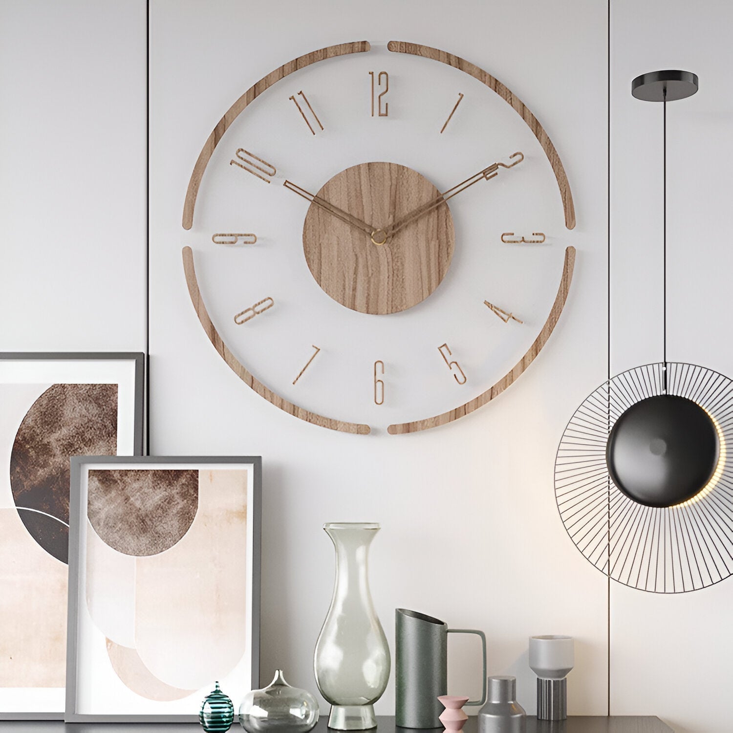 Orologio da Parete ClearWood Silent – Design Moderno in Legno e Acrilico