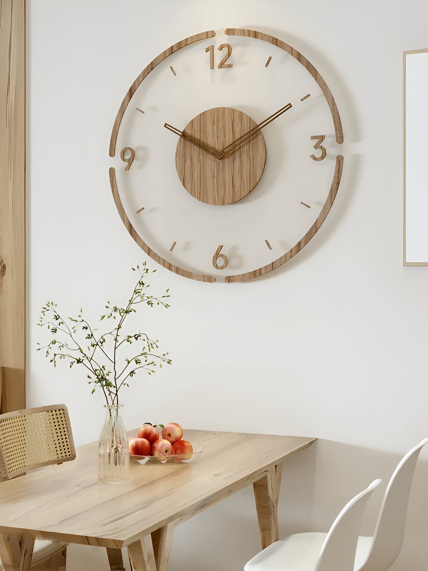 Orologio da Parete ClearWood Silent – Design Moderno in Legno e Acrilico