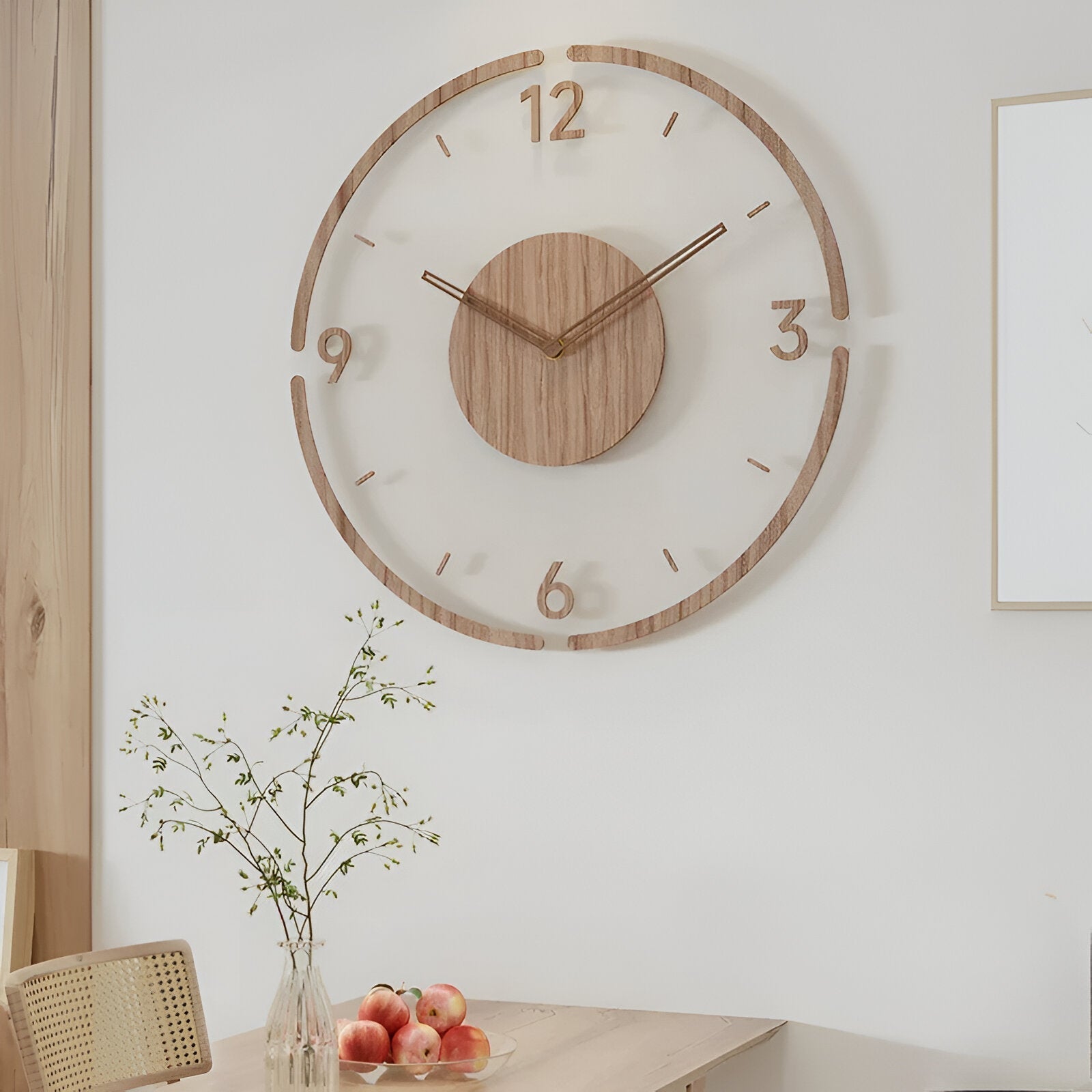 Orologio da Parete ClearWood Silent – Design Moderno in Legno e Acrilico