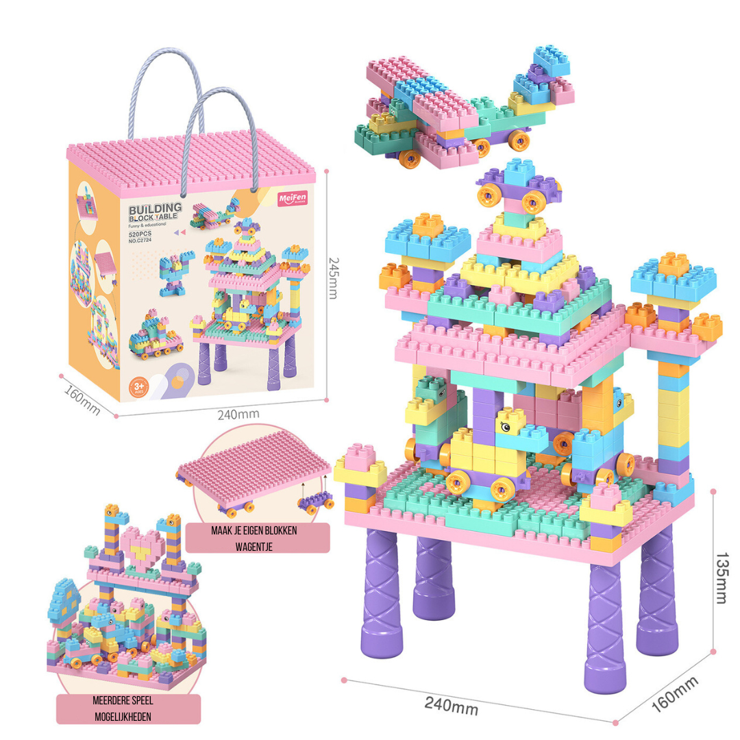 Set Tavolo da Costruzione Creativo – Set di 500 Blocchi da Gioco