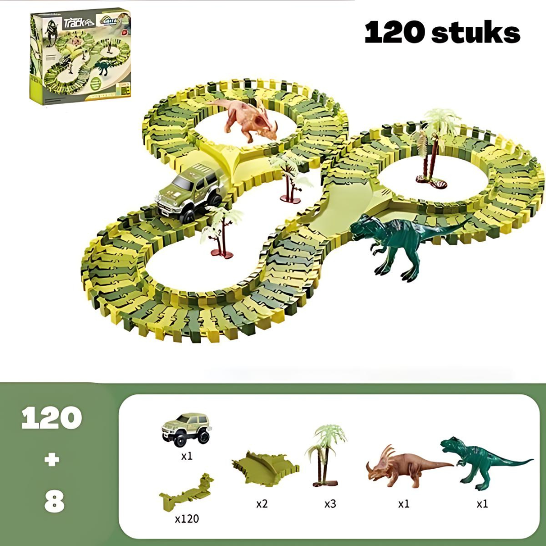 DinoTrack - Set di Giocattoli Dinosauri - Pista a 360 Gradi