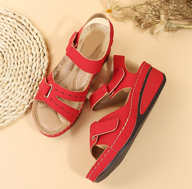 Sandali Wedge Regolabili per Donne – Comfort Sicuro con Velcro