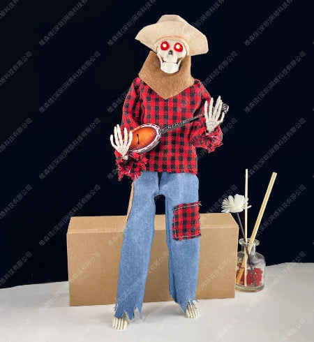 Scheletro di Halloween con Banjo – Decorazione Illuminata con Suono