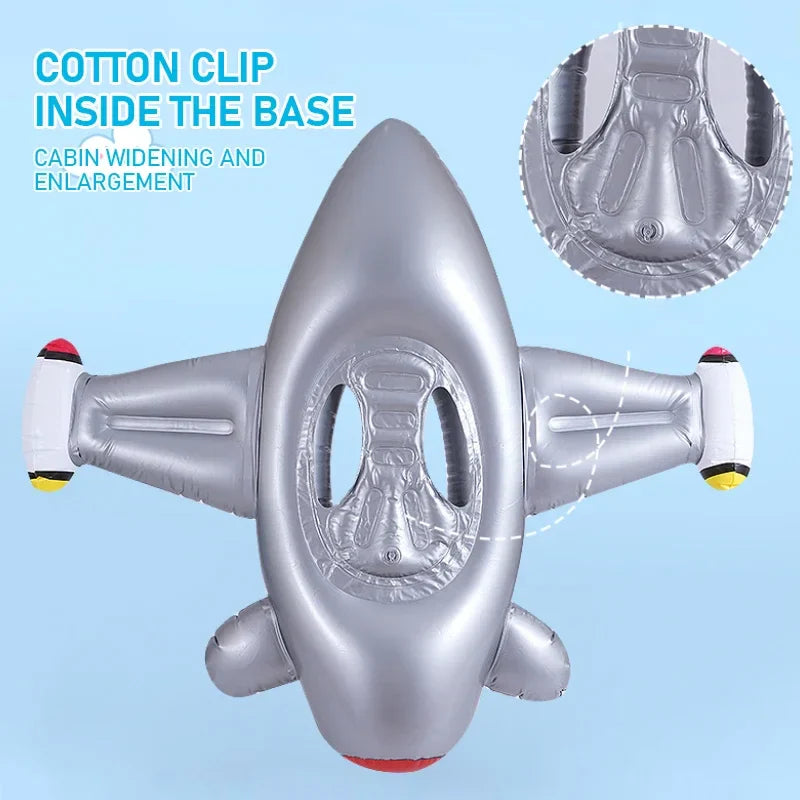 Anello Gonfiabile a Forma di Aereo per Neonati – Giocattolo Acquatico con Volante per Divertimento Estivo