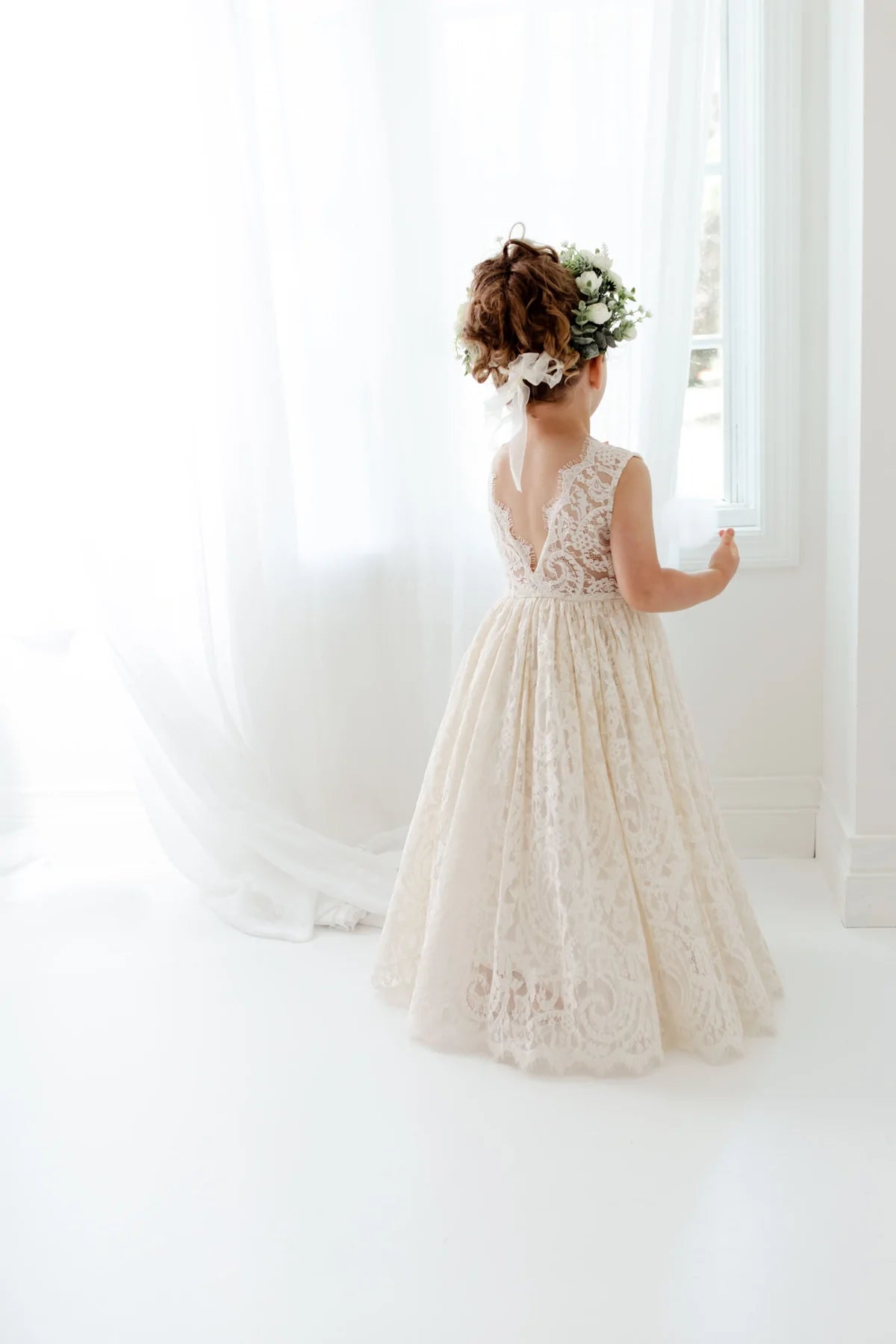 Abito per Ragazze per Matrimonio o Festa – Elegante Pizzo & Tulle