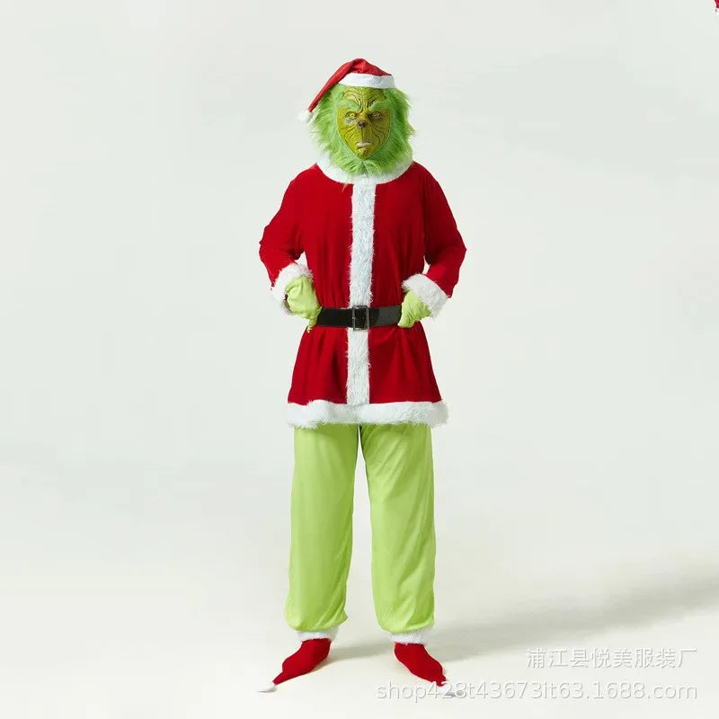 Costume di Natale Grinch - Completo di Accessori per un Aspetto Festivo