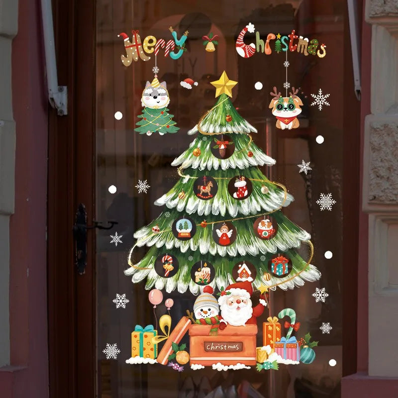 Decorazione per Finestra Natalizia - Decorazione Festiva con Babbo Natale e Animali per un Natale Suggestivo