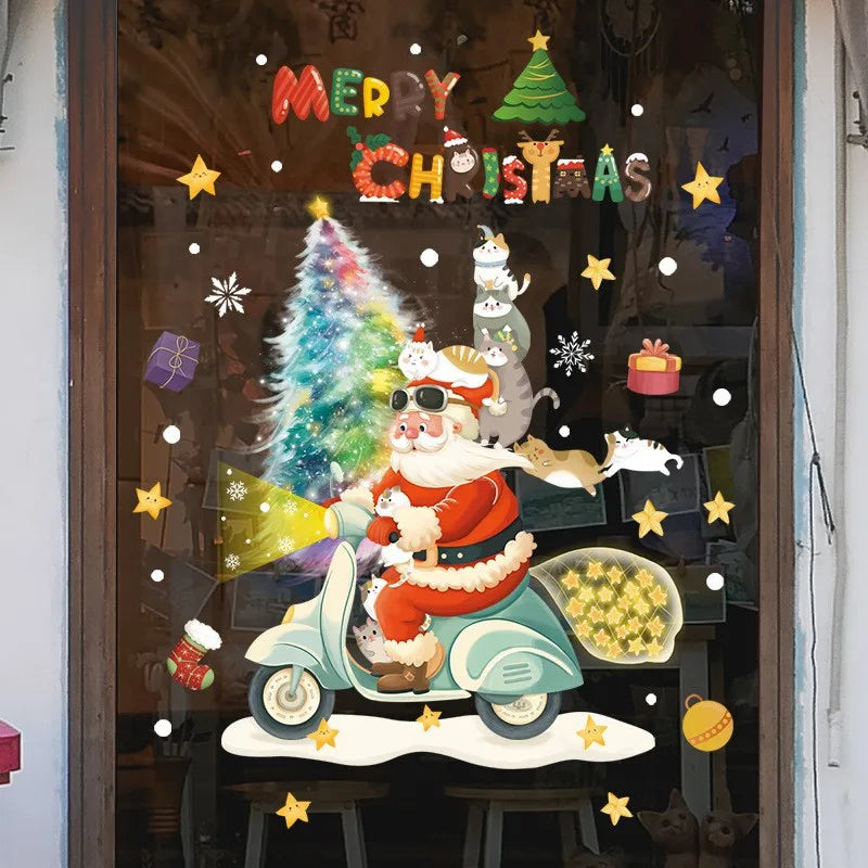 Decorazione per Finestra Natalizia - Decorazione Festiva con Babbo Natale e Animali per un Natale Suggestivo