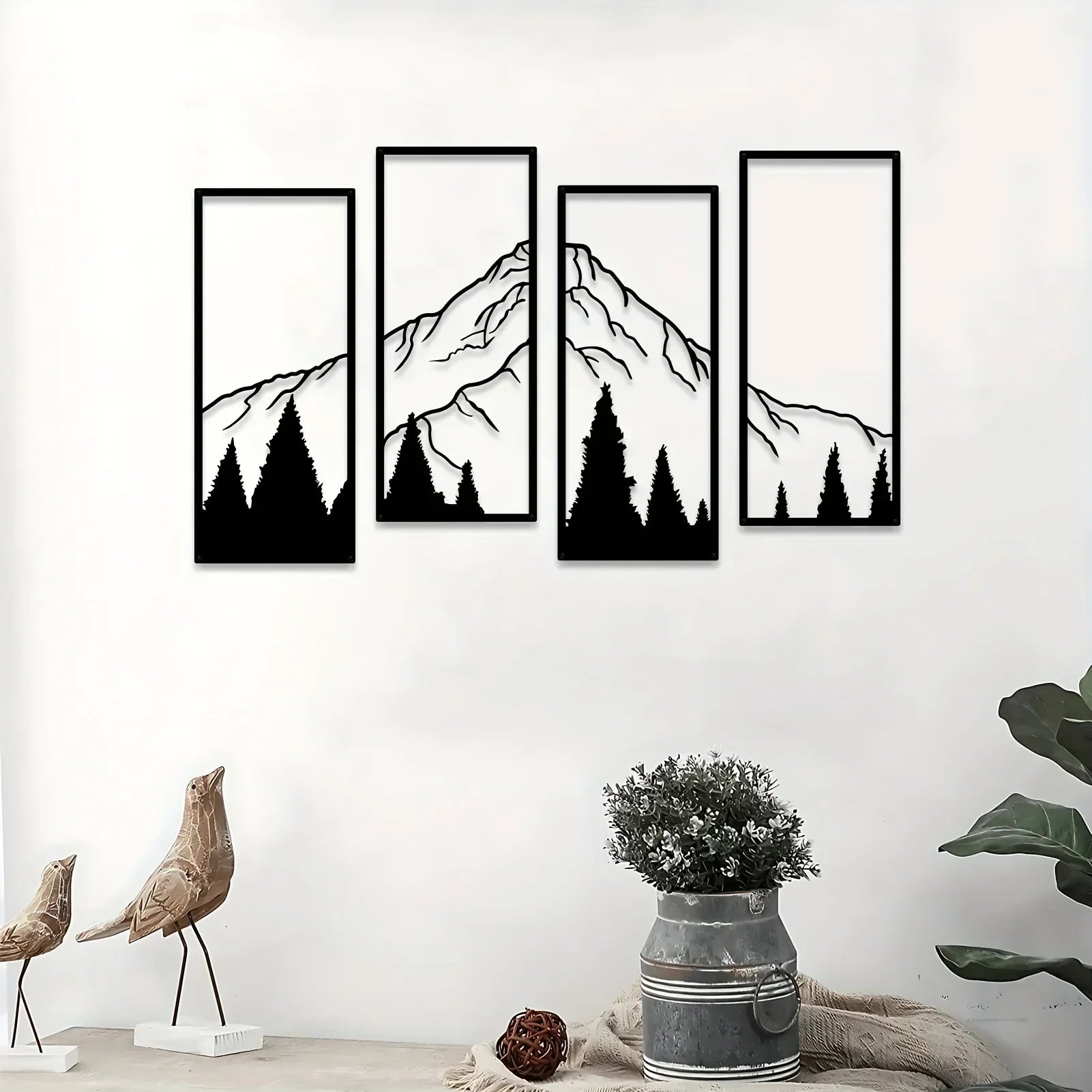 Decorazione da Parete Montuosa Maestosa – Set Artistico Quattro Pezzi