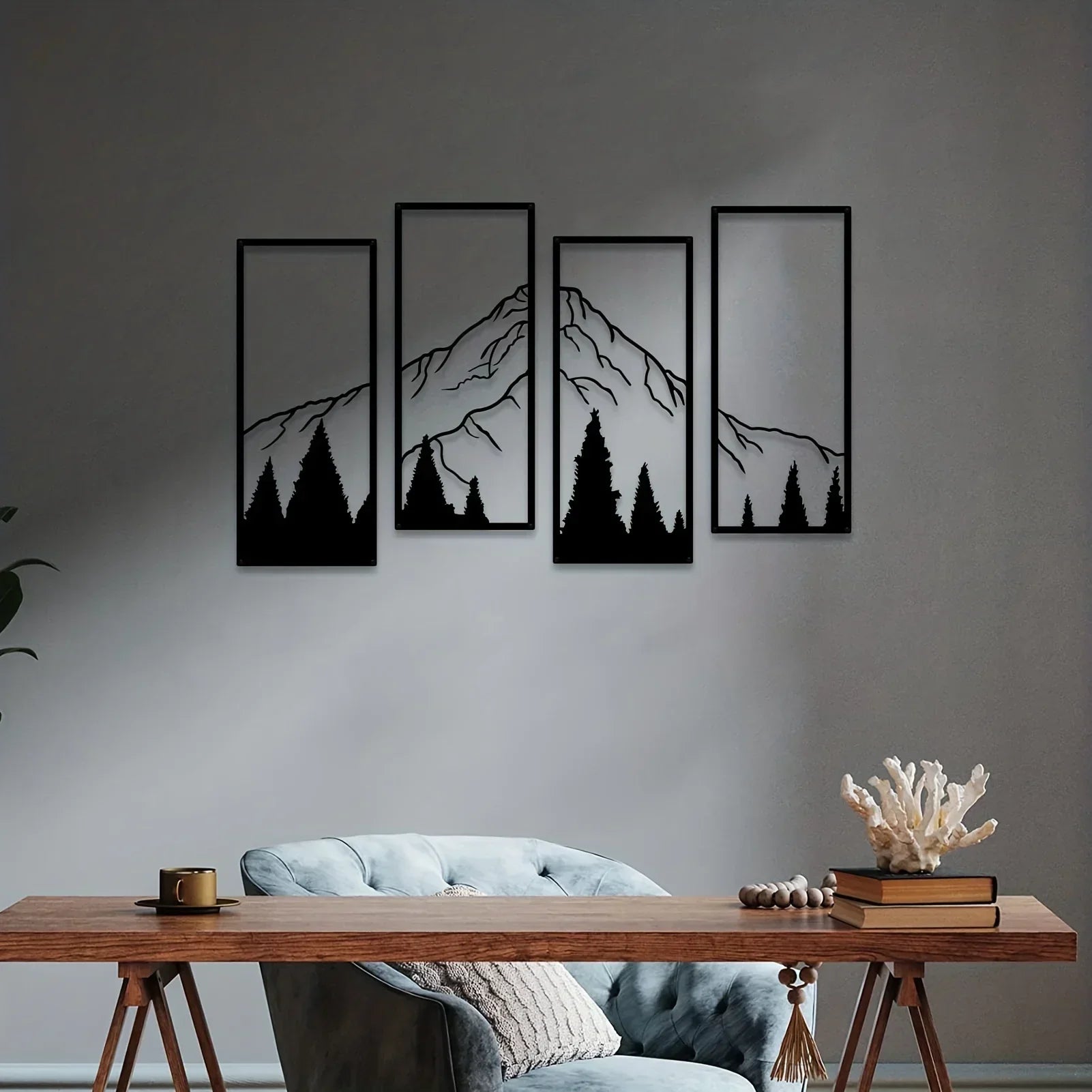 Decorazione da Parete Montuosa Maestosa – Set Artistico Quattro Pezzi