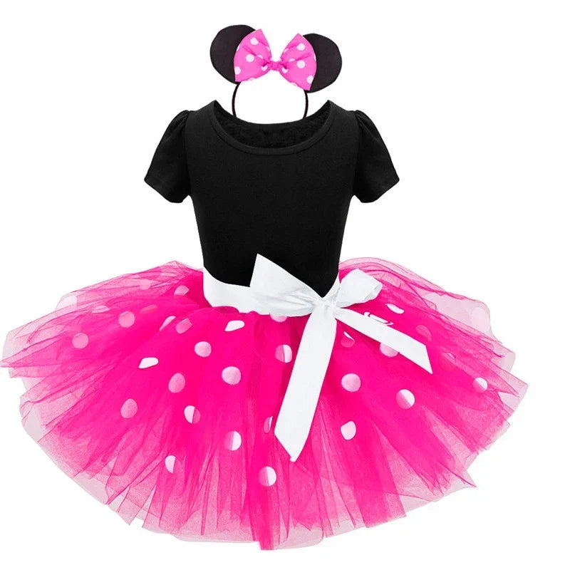 Costume di Minnie Mouse per Ragazze – Abito a Pois con Fascia per Capelli e Fiocco