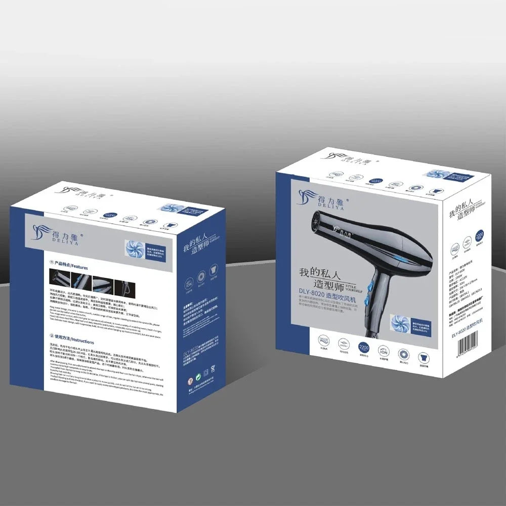 Föhn Professionale 2200W – Potente Riscaldamento Veloce con Impostazioni Calde e Fredde