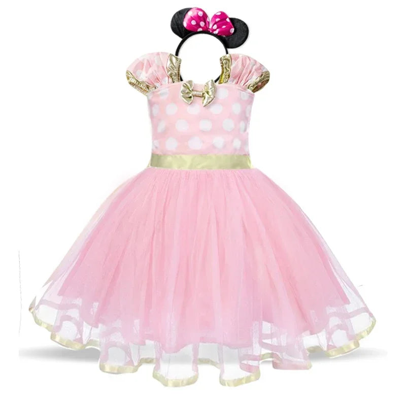 Costume di Minnie Mouse per Ragazze – Abito a Pois con Fascia per Capelli e Fiocco