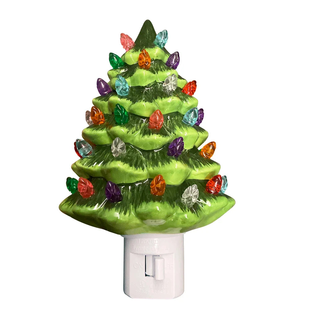 Lampada Notturna in Ceramica a Forma di Albero di Natale - Decorazione Festiva per la Tua Casa
