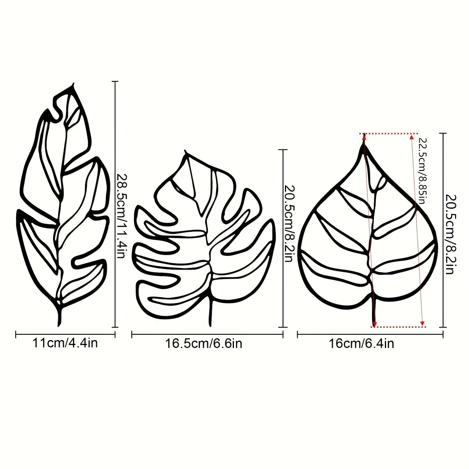 Decorazione da Parete con Foglie Tropicali – Set di Tre Opere d'Arte Naturali