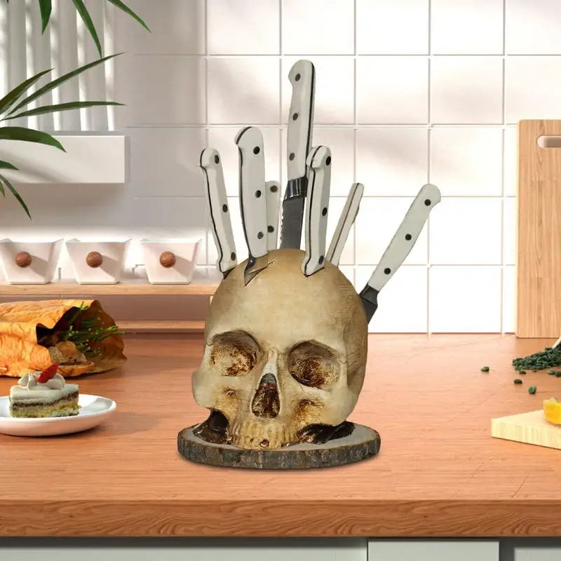 BladeSkull - Porta Coltelli Teschio Unico per Coltelli da Cucina