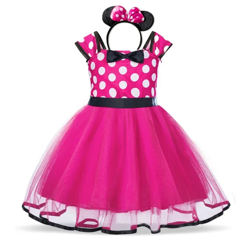 Costume di Minnie Mouse per Ragazze – Abito a Pois con Fascia per Capelli e Fiocco