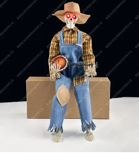 Scheletro di Halloween con Banjo – Decorazione Illuminata con Suono