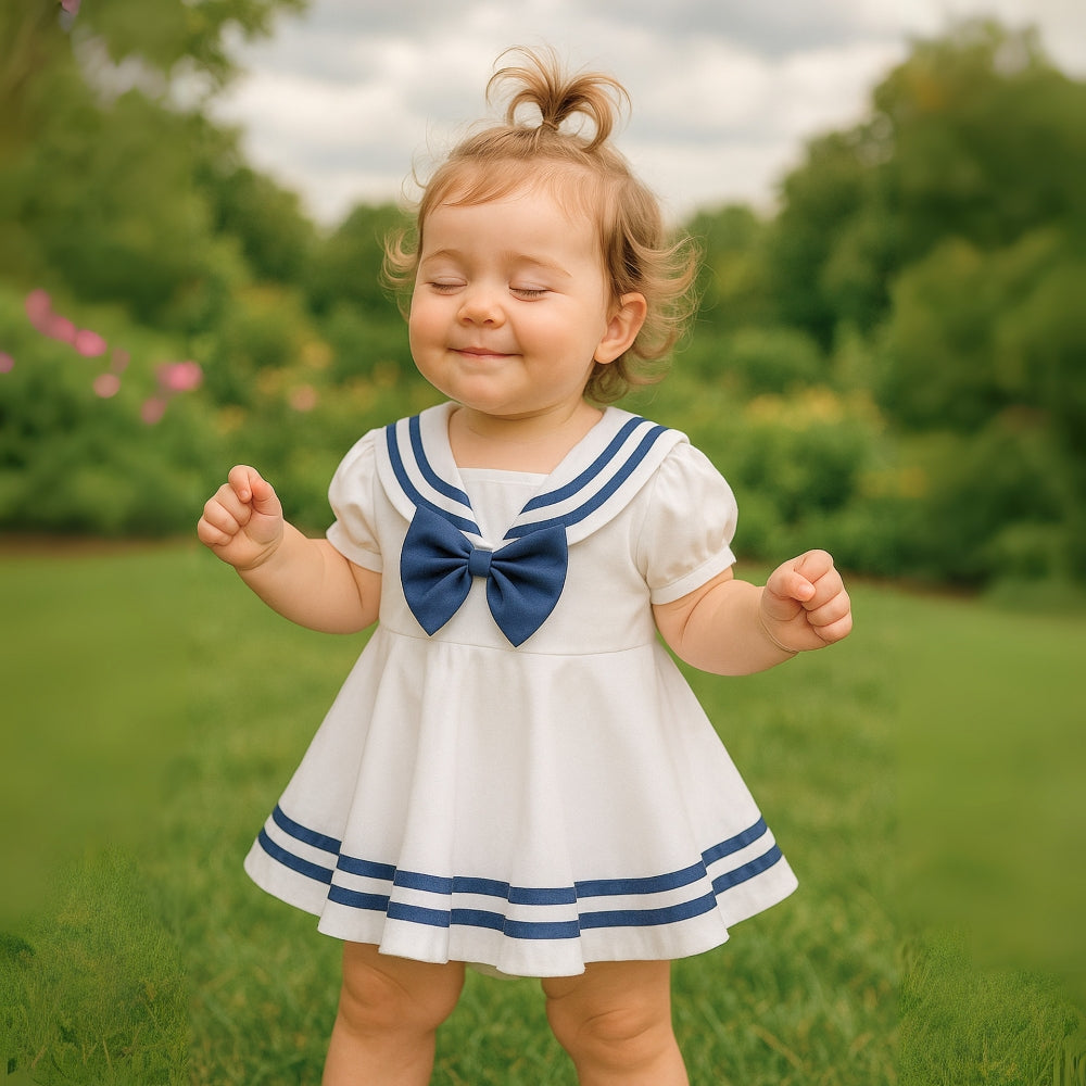 Abito da Bambina Marina con Fiocco – Design Estivo Carino e Confortevole