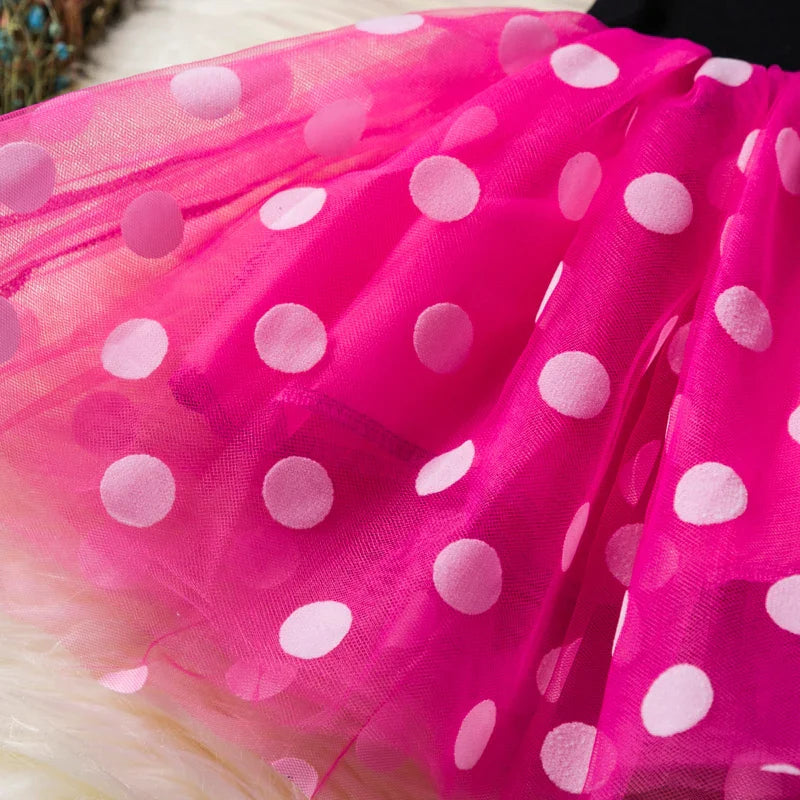Costume di Minnie Mouse per Ragazze – Abito a Pois con Fascia per Capelli e Fiocco