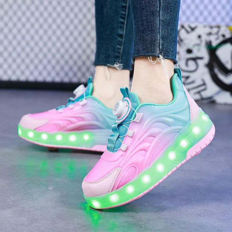 Scarpe da Roller Skate LED per Bambini – Sneakers Illumitate per Ragazzi e Ragazze con Ruote Ricaricabili USB