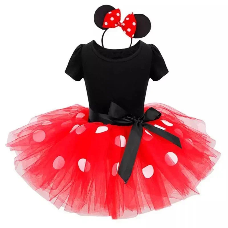 Costume di Minnie Mouse per Ragazze – Abito a Pois con Fascia per Capelli e Fiocco