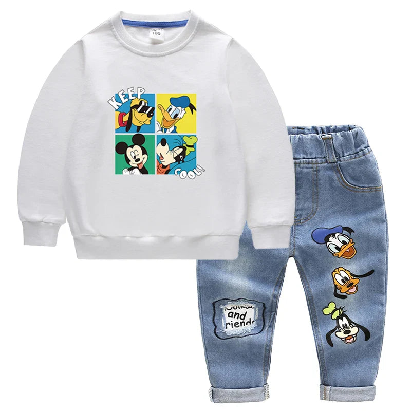 Set di Abbigliamento per Bambini – T-shirt con Stampa di Topolino e Jeans