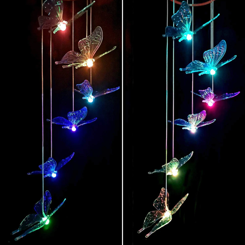 Campanella Solare a Farfalla - Illuminazione Colorata per Esterni