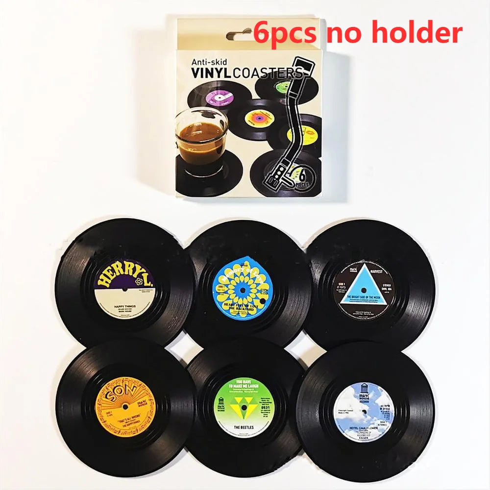Set di Sottobicchieri in Vinile Retro - Proteggi i Tuoi Mobili con Stile Musicale