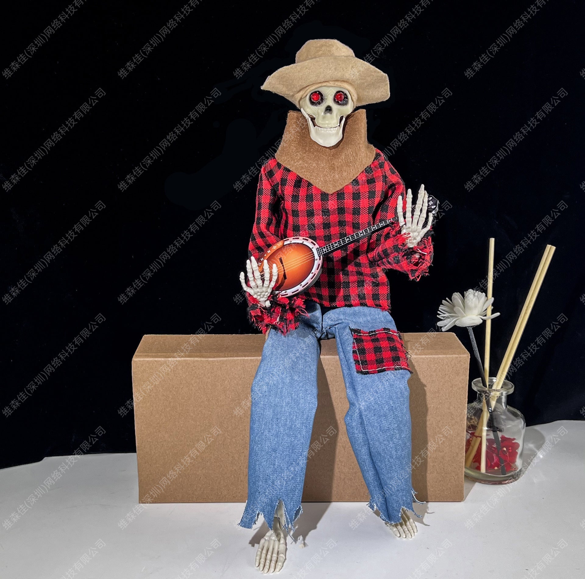Scheletro di Halloween con Banjo – Decorazione Illuminata con Suono