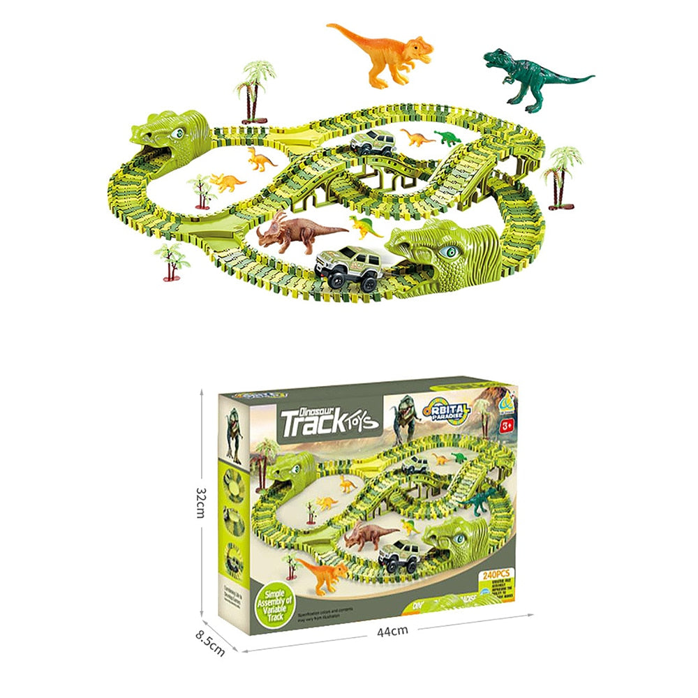 DinoTrack - Set di Giocattoli Dinosauri - Pista a 360 Gradi