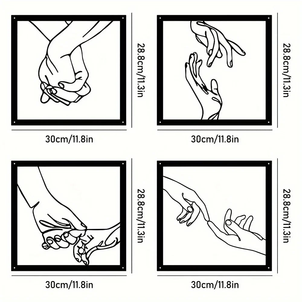 Mani Connesse Decorazione da Parete in Metallo – Minimalista e Connettiva