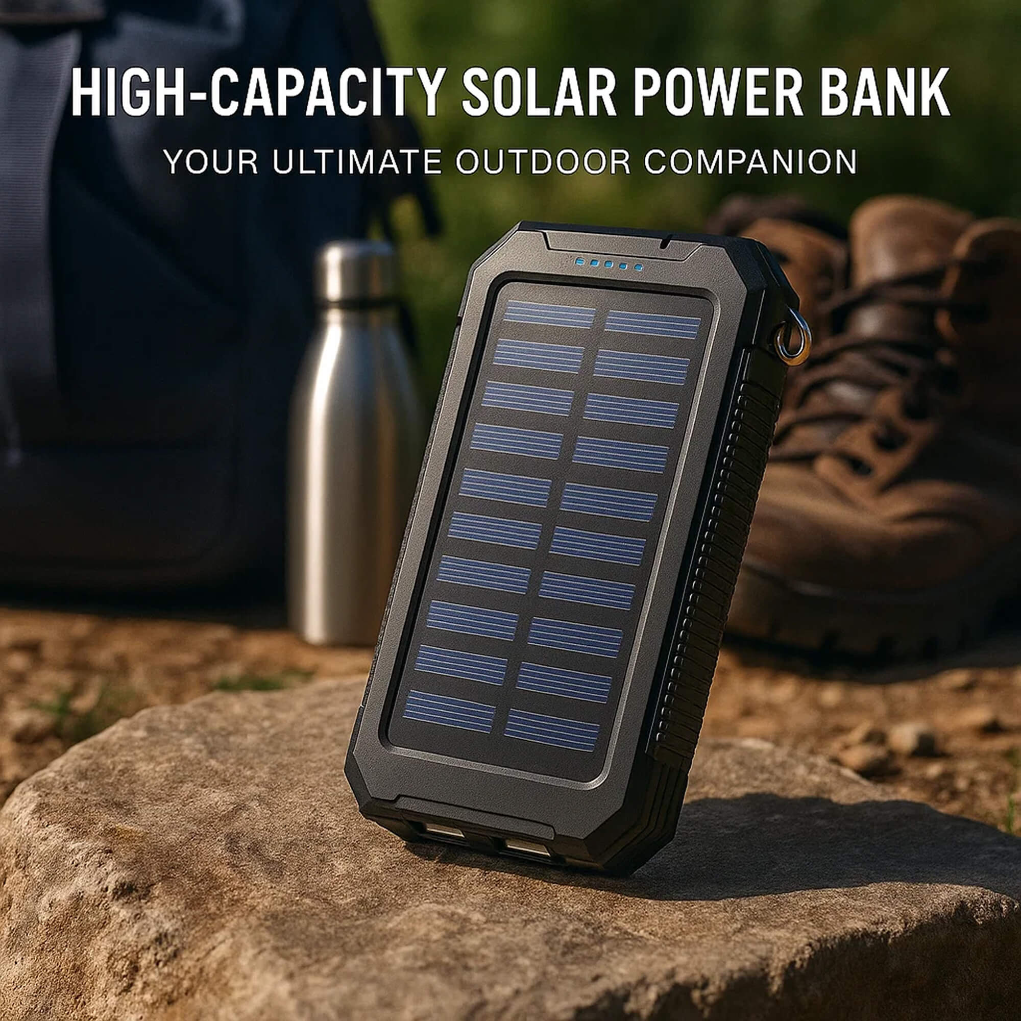 Powerbank Solare da 50000mAh – Impermeabile, Robusto & Con Torcia