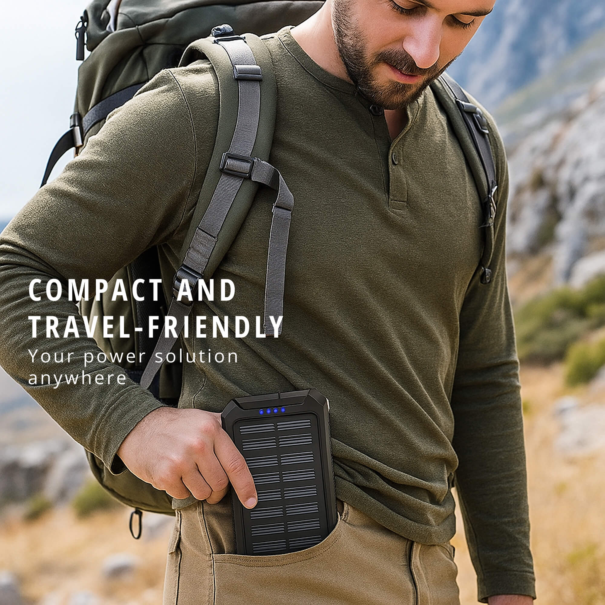 Powerbank Solare da 50000mAh – Impermeabile, Robusto & Con Torcia