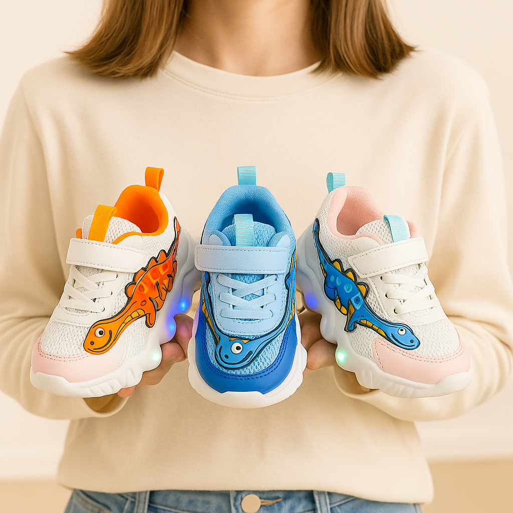 Sneakers Bambini Dino con Suola LED – Cool e Giocose
