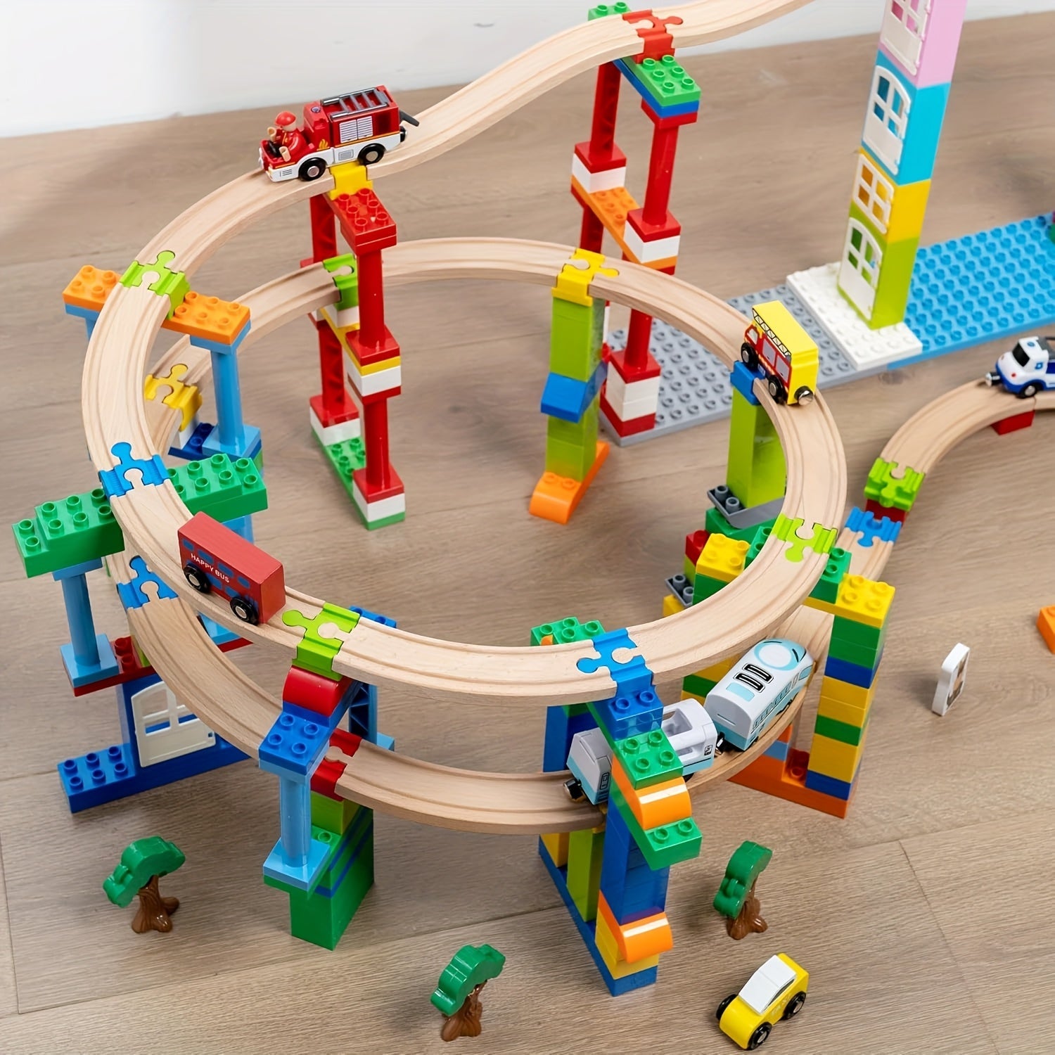 Set di 7-14 Adattatori per Binari Colorati in Legno – Connettori Regolabili per Modellismo