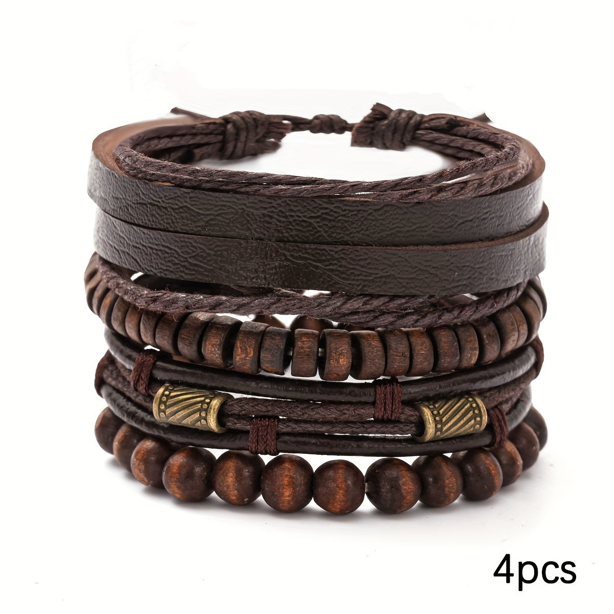 Set di Bracciali Eleganti in Pelle e Legno - Per l'Uomo Moderno