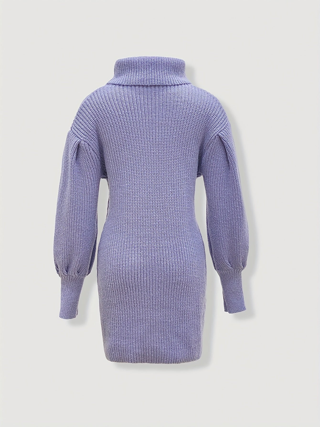 Elegante Abito-Tronchetto con Collo Alto – Struttura a Costine e Maniche a Lanterna per un Look Stile