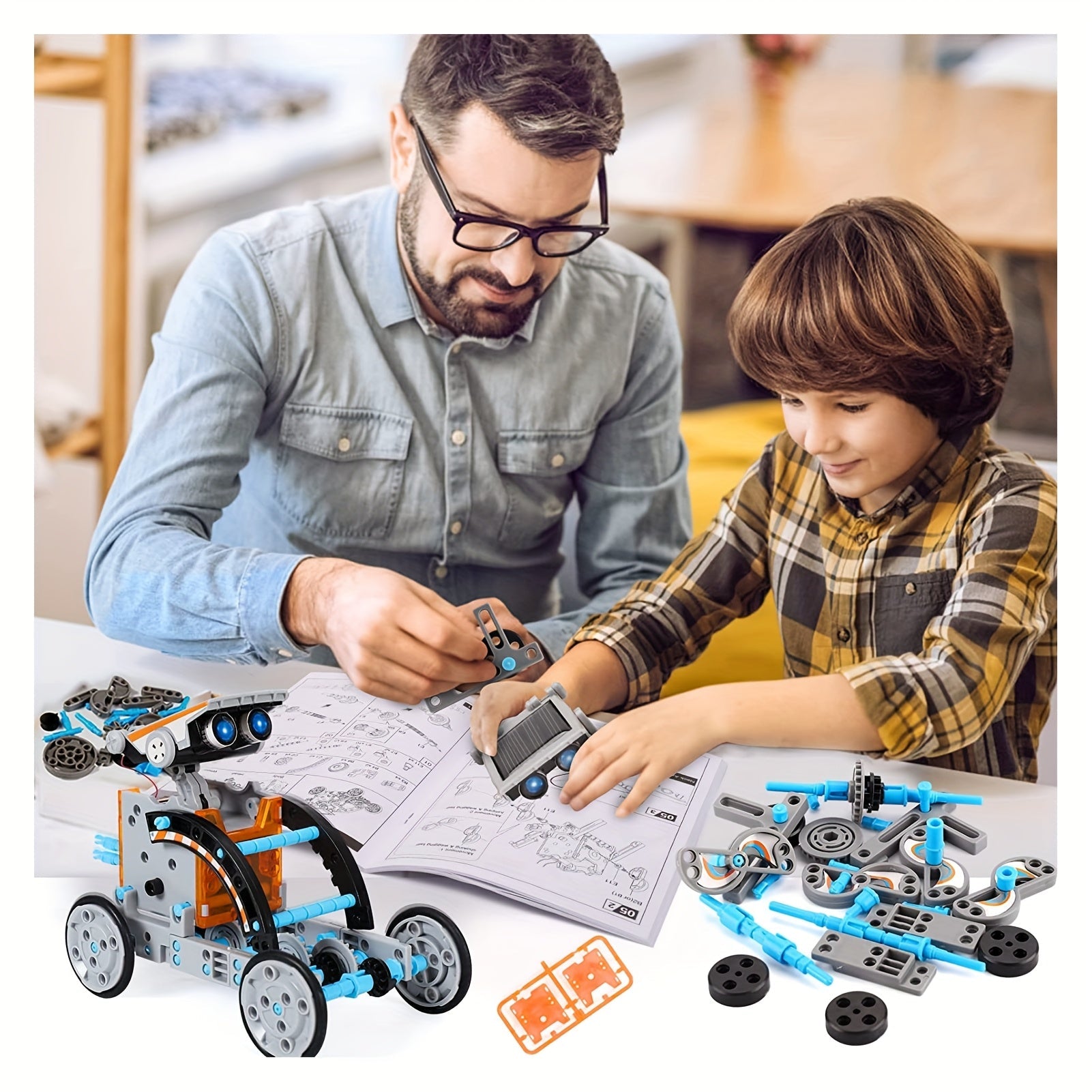 Solar Robo Builder - Giocattolo educativo da costruzione 12-in-1 con energia solare