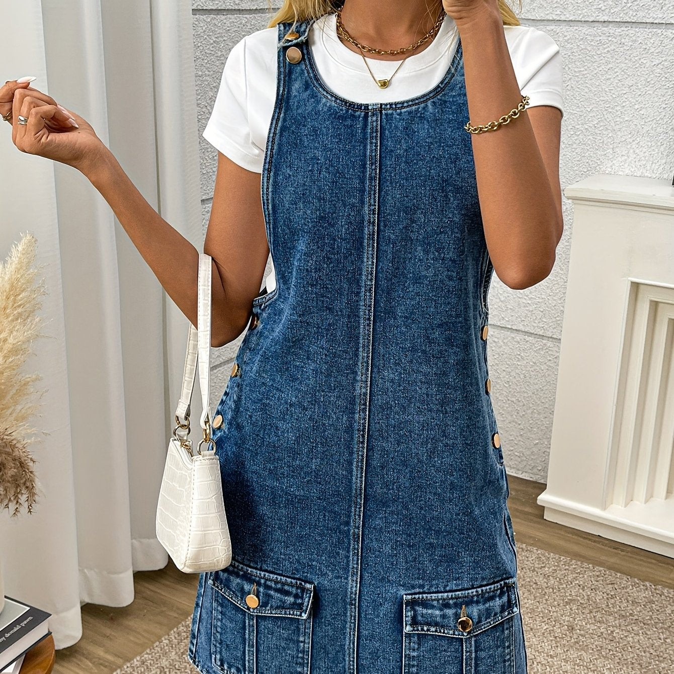 Morin Denim Overall Dress – Casual e Chic