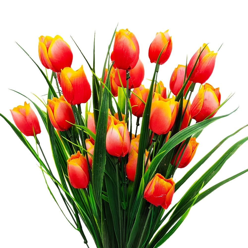Set di 6 Mazzi di Tulipani Artificiali – Resistenti ai raggi UV e Realistici per Decorazioni da Giardino e Interni