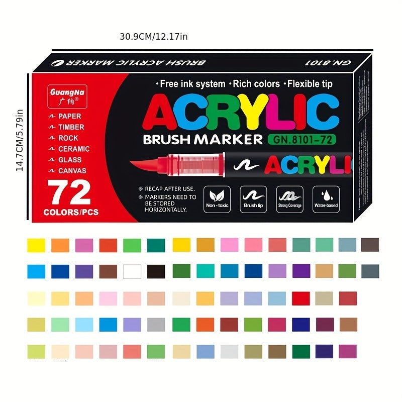 72 Colori Pennarelli Acrilici – Perfetti per Pittura Creativa su Diverse Superfici