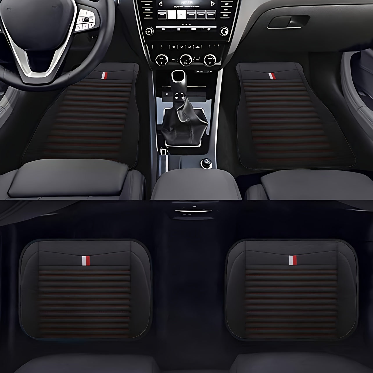 Set di 4 Tappetini per Auto Striati – Antiscivolo e Resistente alle Macchie per Tutte le Stagioni