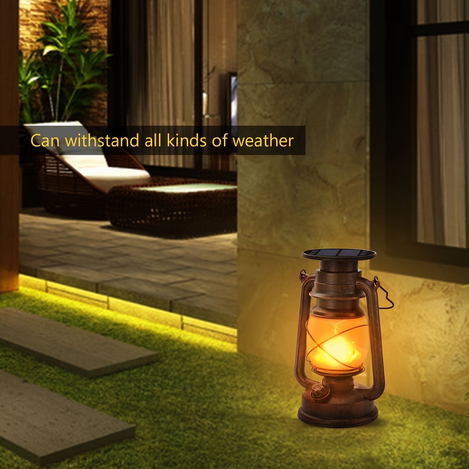 Set di 2 Lanterna Solari – Vintage Fiamma Danzerina Luci LED per Giardino e Patio