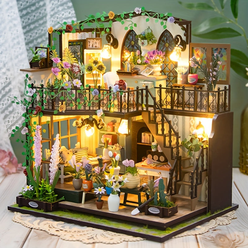Casa Miniatura DIY con Illuminazione – Puzzle 3D Fatti a Mano per Decorazione Creativa