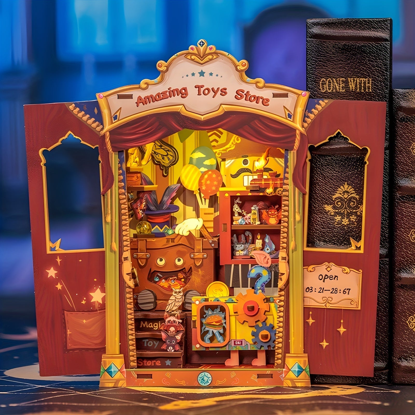 Negozio di Libri Miniatura di Gufo Fai-da-te – Kit in Legno 3D con Illuminazione per Decorazione Creativa